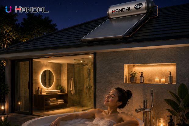 Solusi Mandi Malam Membantu Tubuh Lebih Rileks dengan air hangat dari pemanas air Handal yang menciptakan suasana mandi nyaman untuk membantu melepas penat setelah aktivitas seharian