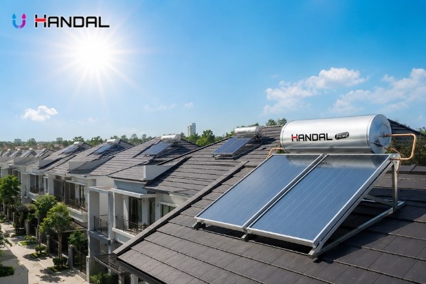 Solusi water heater untuk rumah yang lebih nyaman dengan solar water heater modern di kawasan perumahan yang menghadirkan pasokan air hangat hemat energi